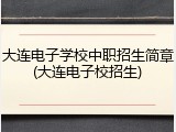 大连电子学校中职招生简章(大连电子校招生)