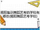 揭阳集训舞蹈艺考的学校有哪些(揭阳舞蹈艺考学校)