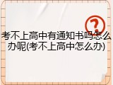 考不上高中有通知书吗怎么办呢(考不上高中怎么办)