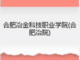 合肥冶金科技职业学院(合肥冶院)