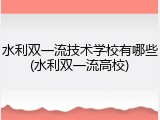 水利双一流技术学校有哪些(水利双一流高校)