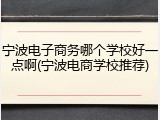 宁波电子商务哪个学校好一点啊(宁波电商学校推荐)