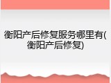 衡阳产后修复服务哪里有(衡阳产后修复)