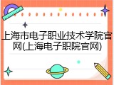 上海市电子职业技术学院官网(上海电子职院官网)