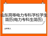 山东高等电力专科学校学生简历(电力专科生简历)