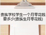 贵族学校学生一个月零花钱要多少(贵族生月零花钱)