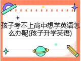 孩子考不上高中想学英语怎么办呢(孩子升学英语)