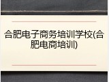 合肥电子商务培训学校(合肥电商培训)