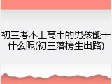 初三考不上高中的男孩能干什么呢(初三落榜生出路)