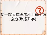 初一就太焦虑考不上高中怎么办(焦虑升学)