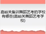 嘉峪关集训舞蹈艺考的学校有哪些(嘉峪关舞蹈艺考学校)