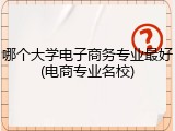 哪个大学电子商务专业最好(电商专业名校)