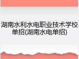湖南水利水电职业技术学校单招(湖南水电单招)