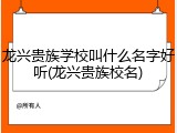 龙兴贵族学校叫什么名字好听(龙兴贵族校名)
