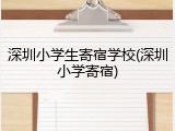 深圳小学生寄宿学校(深圳小学寄宿)