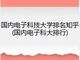 国内电子科技大学排名知乎(国内电子科大排行)