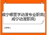 咸宁哪里学动漫专业职高(咸宁动漫职高)