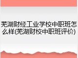 芜湖财经工业学校中职班怎么样(芜湖财校中职班评价)