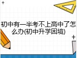 初中有一半考不上高中了怎么办(初中升学困境)