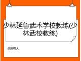 少林延鲁武术学校教练(少林武校教练)