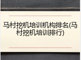 马村挖机培训机构排名(马村挖机培训排行)