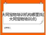 大同宠物培训机构哪里找(大同宠物培训点)