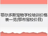 鄂尔多斯宠物学校培训价格表一览(鄂市宠校价目)