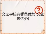 文武学校有哪些优势(文武校优势)