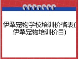 伊犁宠物学校培训价格表(伊犁宠物培训价目)