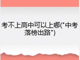 考不上高中可以上哪("中考落榜出路")