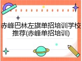 赤峰巴林左旗单招培训学校推荐(赤峰单招培训)