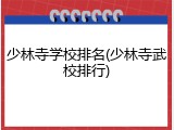 少林寺学校排名(少林寺武校排行)