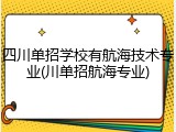 四川单招学校有航海技术专业(川单招航海专业)