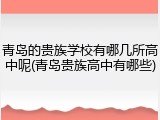 青岛的贵族学校有哪几所高中呢(青岛贵族高中有哪些)