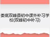 娄底双峰县初中课外补习学校(双峰初中补习)