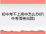 初中考不上高中怎么办好(中考落榜出路)