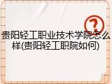 贵阳轻工职业技术学院怎么样(贵阳轻工职院如何)