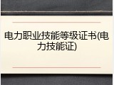 电力职业技能等级证书(电力技能证)