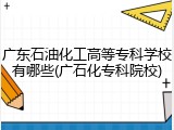 广东石油化工高等专科学校有哪些(广石化专科院校)