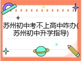 苏州初中考不上高中咋办(苏州初中升学指导)