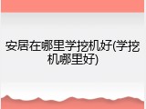 安居在哪里学挖机好(学挖机哪里好)