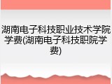 湖南电子科技职业技术学院学费(湖南电子科技职院学费)