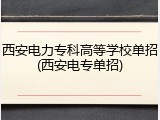 西安电力专科高等学校单招(西安电专单招)
