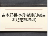 吉木乃县挖机培训机构(吉木乃挖机培训)