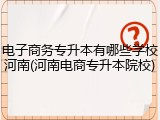 电子商务专升本有哪些学校河南(河南电商专升本院校)
