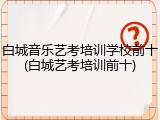白城音乐艺考培训学校前十(白城艺考培训前十)