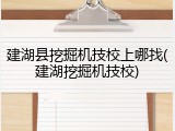 建湖县挖掘机技校上哪找(建湖挖掘机技校)