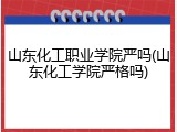 山东化工职业学院严吗(山东化工学院严格吗)
