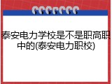 泰安电力学校是不是职高职中的(泰安电力职校)