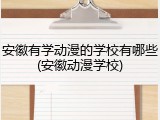 安徽有学动漫的学校有哪些(安徽动漫学校)